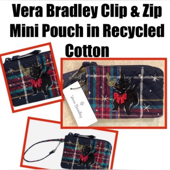 Vera Bradley Handbags - Vera Bradley Scottie Dog Clip & Zip Mini Pouch in Recycled Cotton